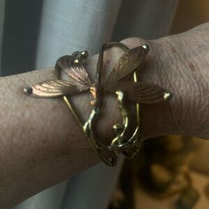 Brass and Copper Dragonfly Design Cuff Bracelet